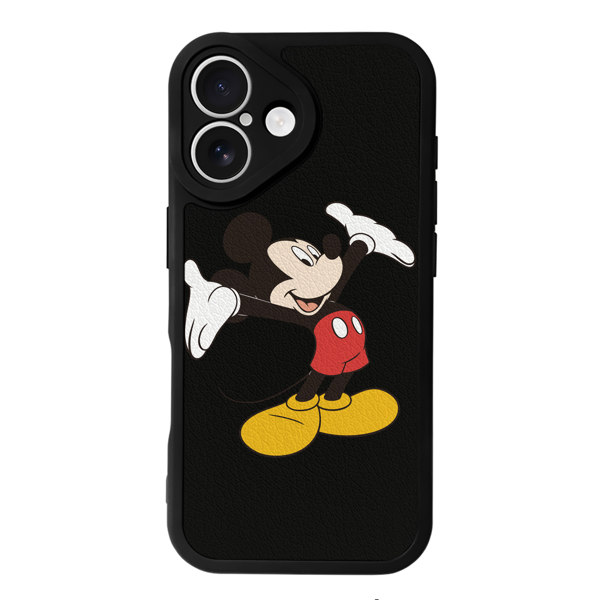 （画像用） ミッキーマウス Mickey Mouse 【iPhone 16シリーズ対応】シリコンスマホケース（レザー調） 材質：シリコン